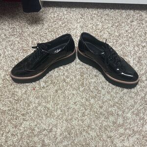 Madden Girl Black Patent Oxfords with Tan Sole